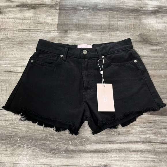 REVICE Malibu Denim Cutoff Fray High Rise Jean Shorts Black NWT Women’s Size 26 - Picture 1 of 8